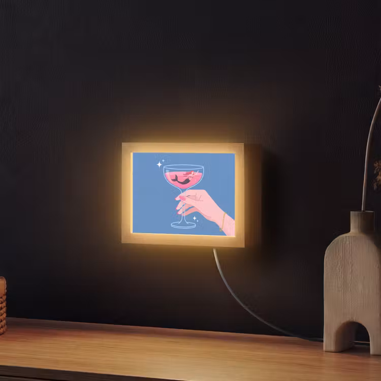 Lightbox - Wandlamp - Vrouw - Glas - Abstract - Roze - Blauw — 2