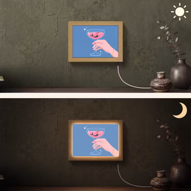 Lightbox - Wandlamp - Vrouw - Glas - Abstract - Roze - Blauw — 3