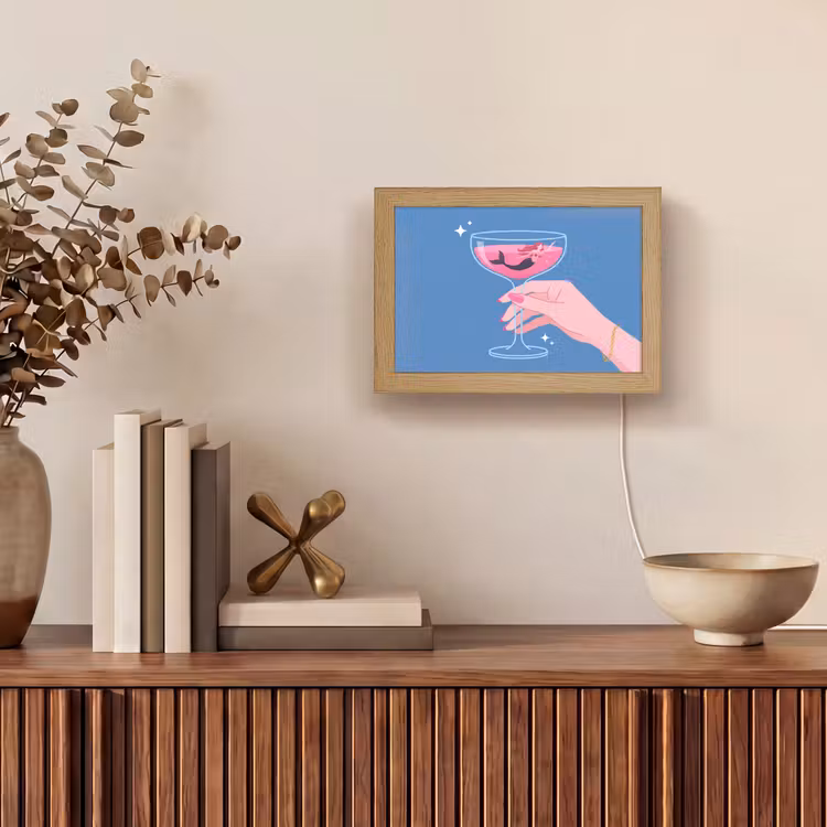 Lightbox - Wandlamp - Vrouw - Glas - Abstract - Roze - Blauw — 4