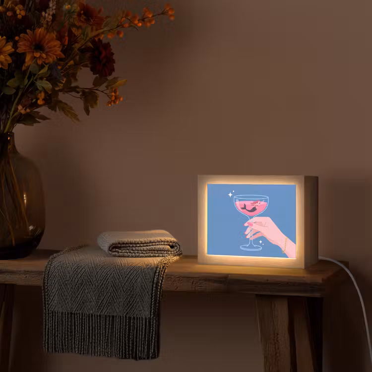 Lightbox - Wandlamp - Vrouw - Glas - Abstract - Roze - Blauw — 5