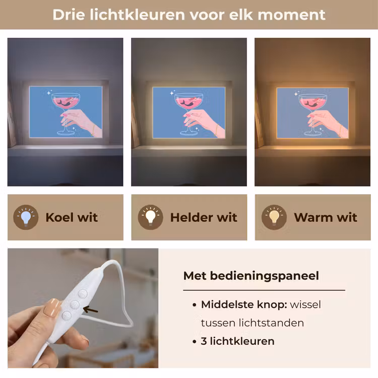 Lightbox - Wandlamp - Vrouw - Glas - Abstract - Roze - Blauw — 7