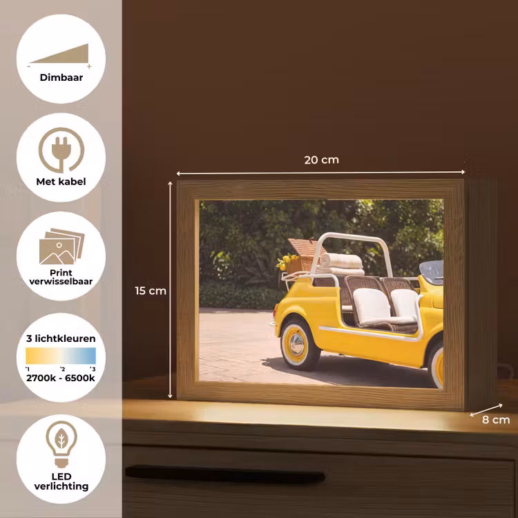 Lightbox - Wandlamp - Auto - Picknick - Zomer - Geel — 9