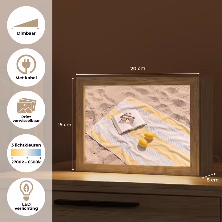 Lightbox - Wandlamp - Boek - Zonnebril - Strand - Zomer - Geel — 9