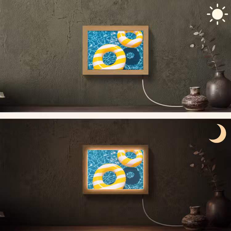 Lightbox - Wandlamp - Zwembad - Zwembanden - Zomer - Geel - Blauw — 3