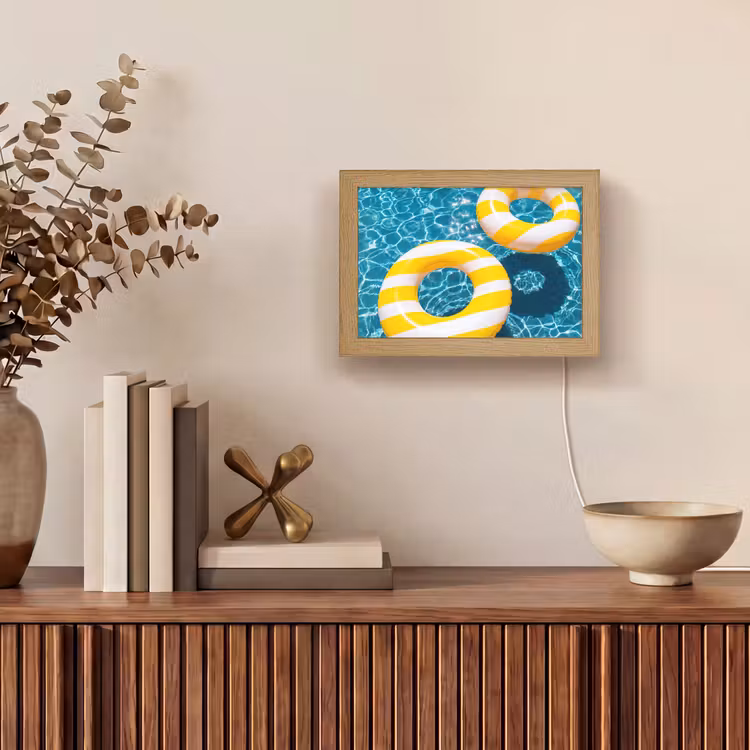 Lightbox - Wandlamp - Zwembad - Zwembanden - Zomer - Geel - Blauw — 4
