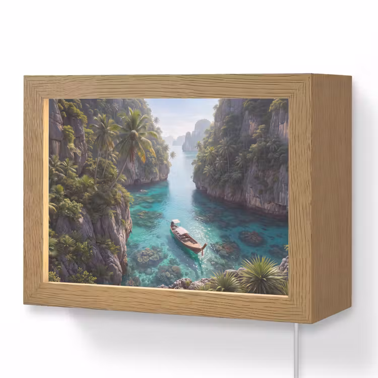 Lightbox - Wandlamp - Eiland - Tropisch - Water - Palmbomen - Natuur — 1