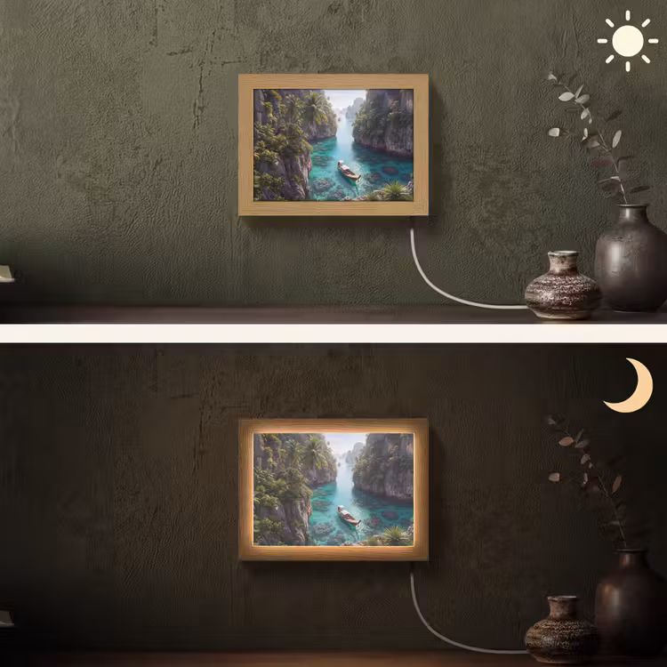 Lightbox - Wandlamp - Eiland - Tropisch - Water - Palmbomen - Natuur — 3