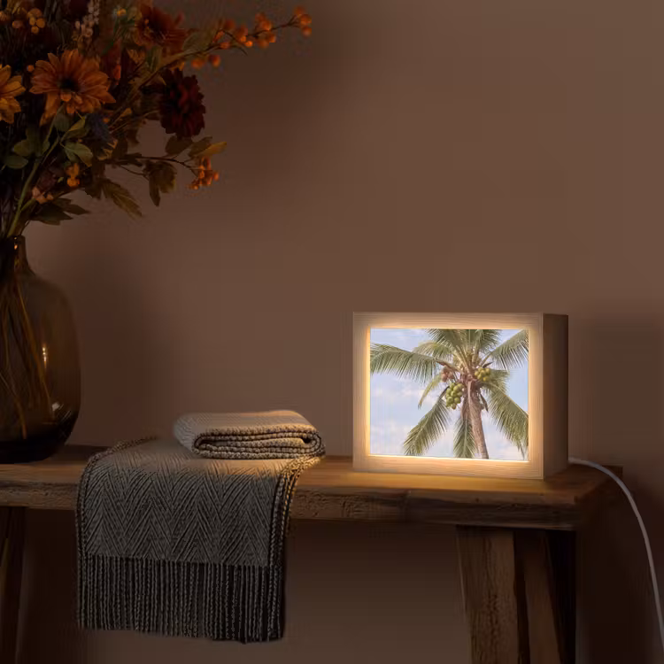 Lightbox - Wandlamp - Kokosnoot - Boom - Tropisch - Natuur - Groen — 5