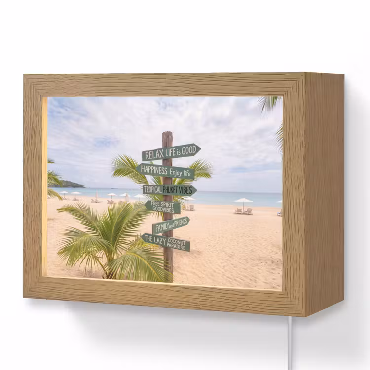 Lightbox - Wandlamp - Strand - Wegwijzer - Palmen - Tropisch - Groen — 1