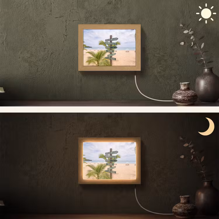 Lightbox - Wandlamp - Strand - Wegwijzer - Palmen - Tropisch - Groen — 3