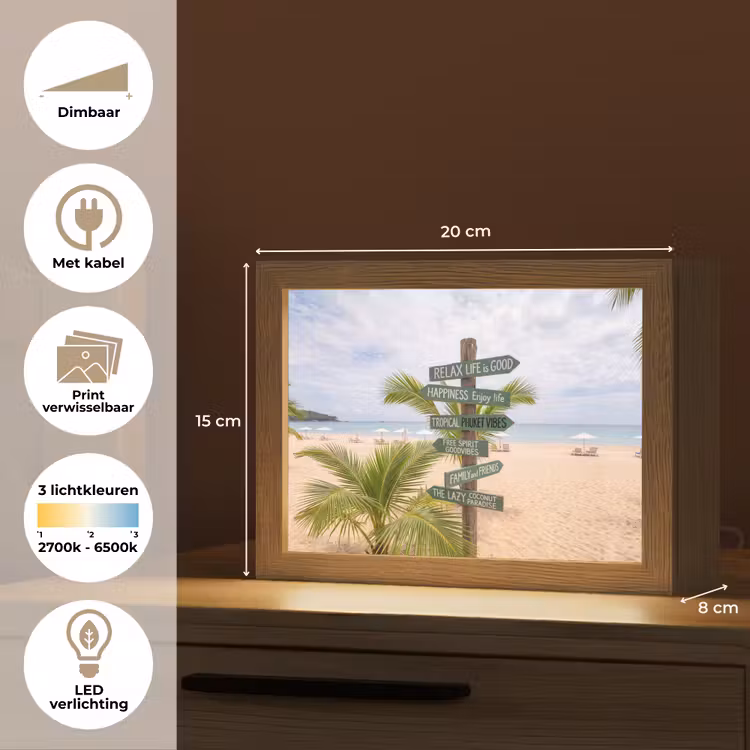 Lightbox - Wandlamp - Strand - Wegwijzer - Palmen - Tropisch - Groen — 9
