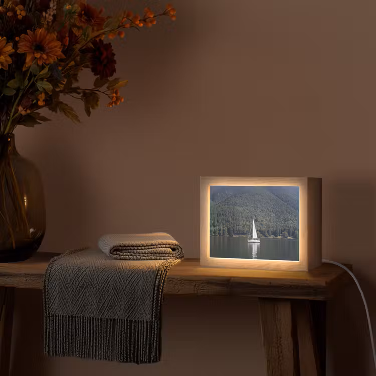 Lightbox - Wandlamp - Zeilboot - Water - Bergen - Natuur - Groen — 5