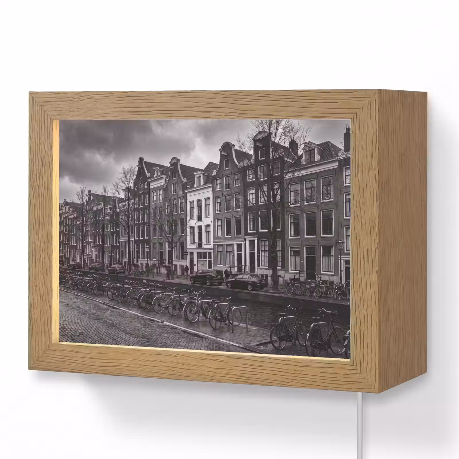 Lightbox - Wandlamp - Huis - Gracht - Amsterdam - Architectuur - Zwart-wit — 1