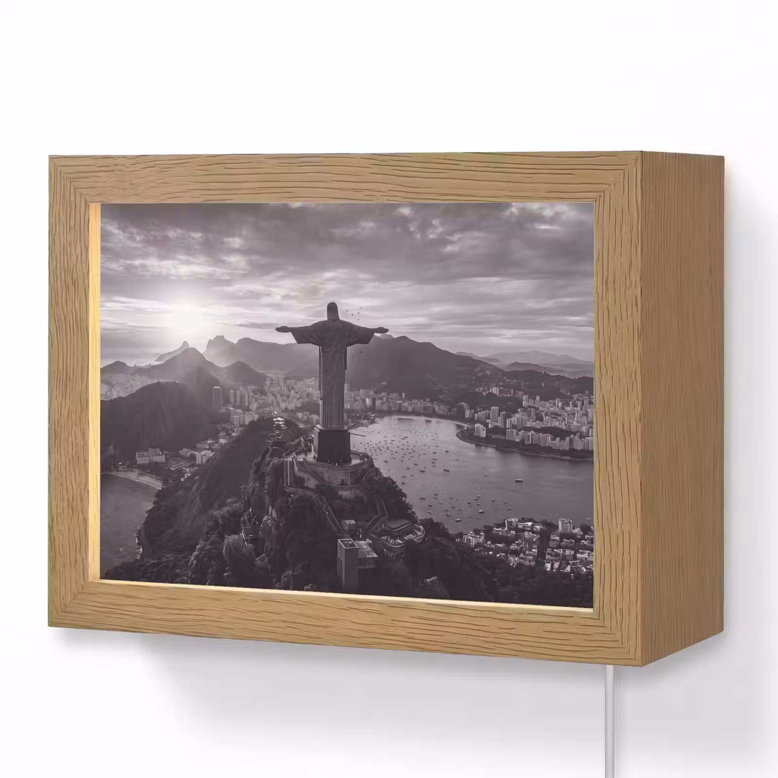 Lightbox - Wandlamp - Monument - Stadsgezicht - Landschap - Zwart-wit — 1