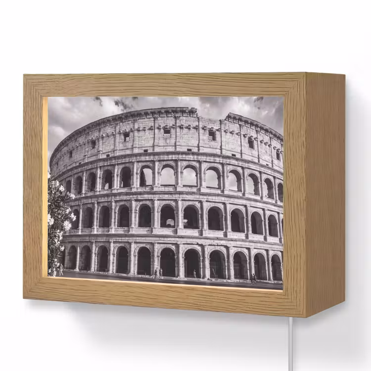 Lightbox - Wandlamp - Architectuur - Colosseum - Rome - Historisch - Zwart-wit — 1