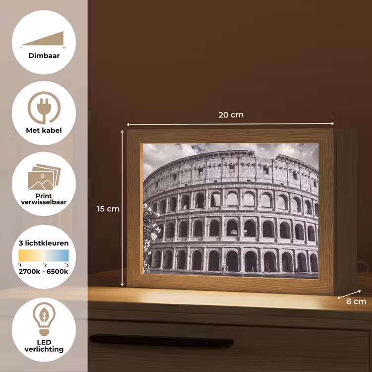 Lightbox - Wandlamp - Architectuur - Colosseum - Rome - Historisch - Zwart-wit — 9