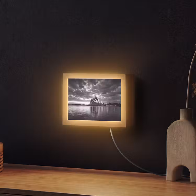 Lightbox - Wandlamp - Architectuur - Water - Stad - Modern - Zwart-wit — 2