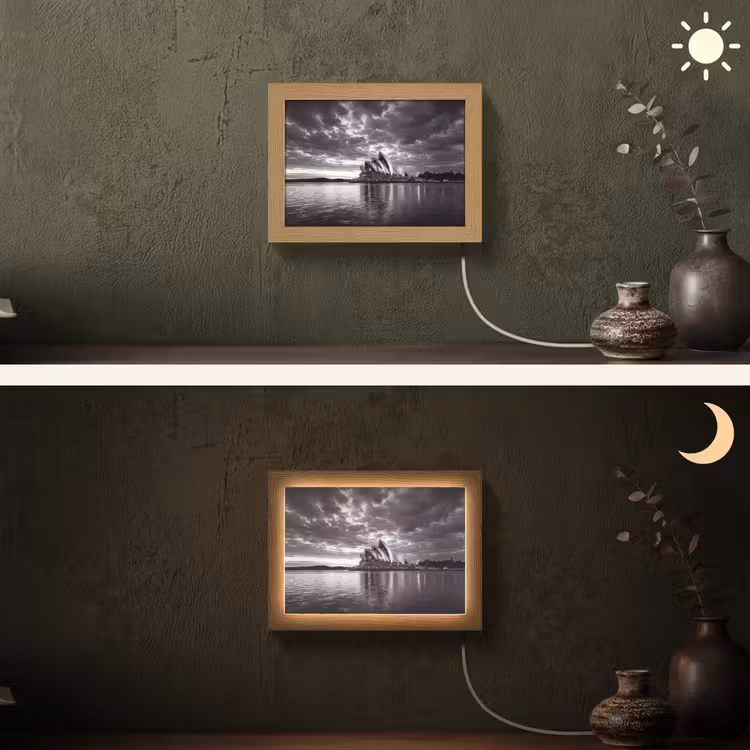 Lightbox - Wandlamp - Architectuur - Water - Stad - Modern - Zwart-wit — 3