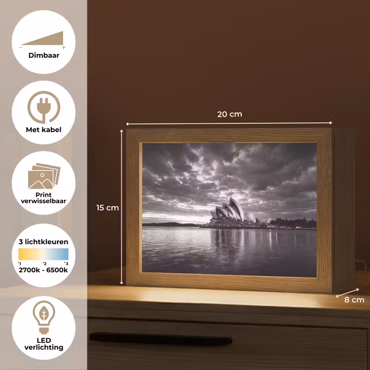 Lightbox - Wandlamp - Architectuur - Water - Stad - Modern - Zwart-wit — 9