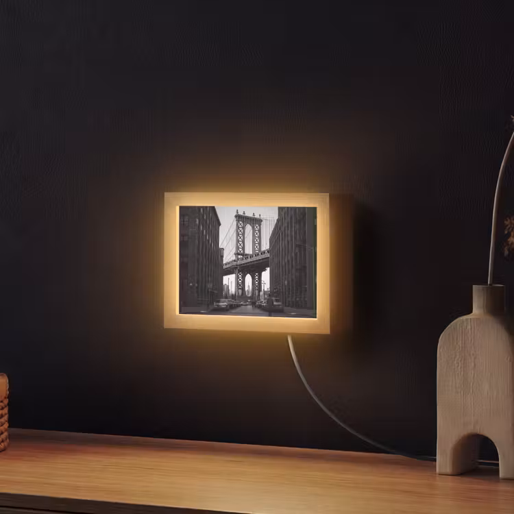Lightbox - Wandlamp - Brug - Stad - Architectuur - Modern - Zwart-wit — 2