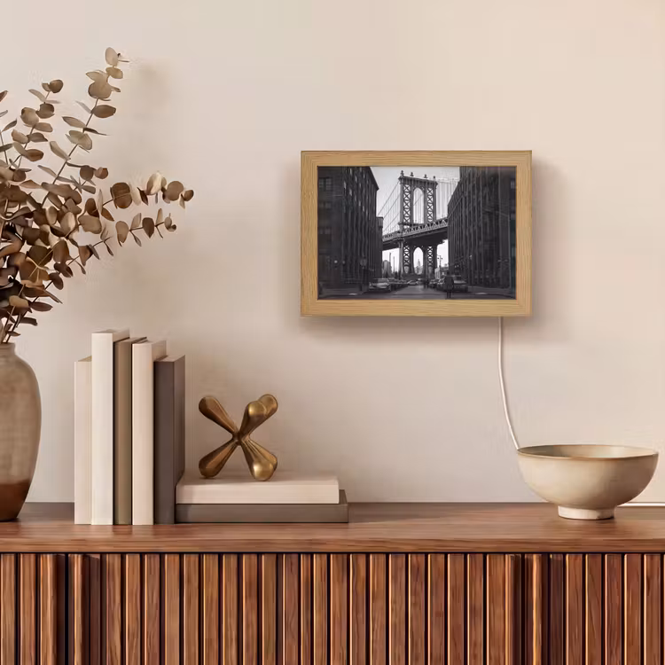 Lightbox - Wandlamp - Brug - Stad - Architectuur - Modern - Zwart-wit — 4