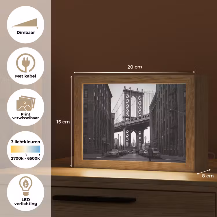 Lightbox - Wandlamp - Brug - Stad - Architectuur - Modern - Zwart-wit — 9