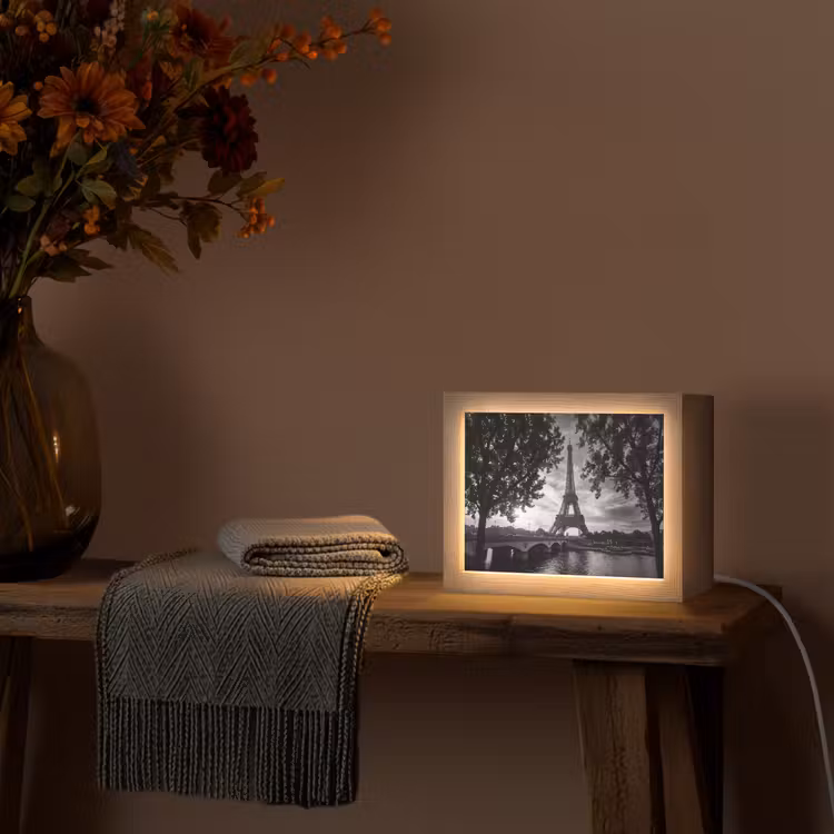 Lightbox - Wandlamp - Eiffeltoren - Parijs - Rivier - Architectuur - Zwart-wit — 5