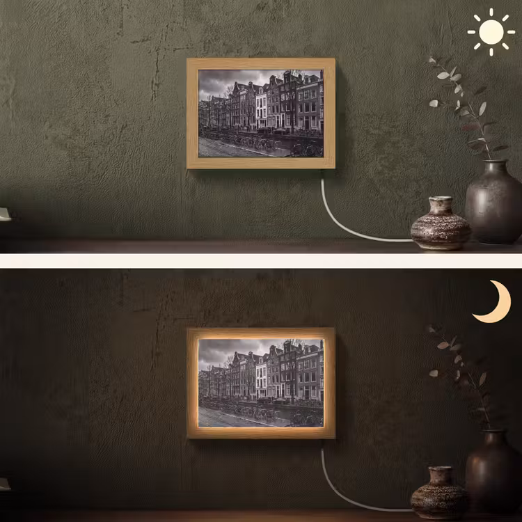 Lightbox - Wandlamp - Huis - Gracht - Amsterdam - Architectuur - Zwart-wit — 3