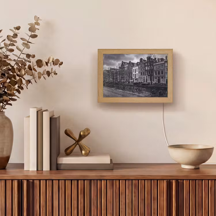 Lightbox - Wandlamp - Huis - Gracht - Amsterdam - Architectuur - Zwart-wit — 4
