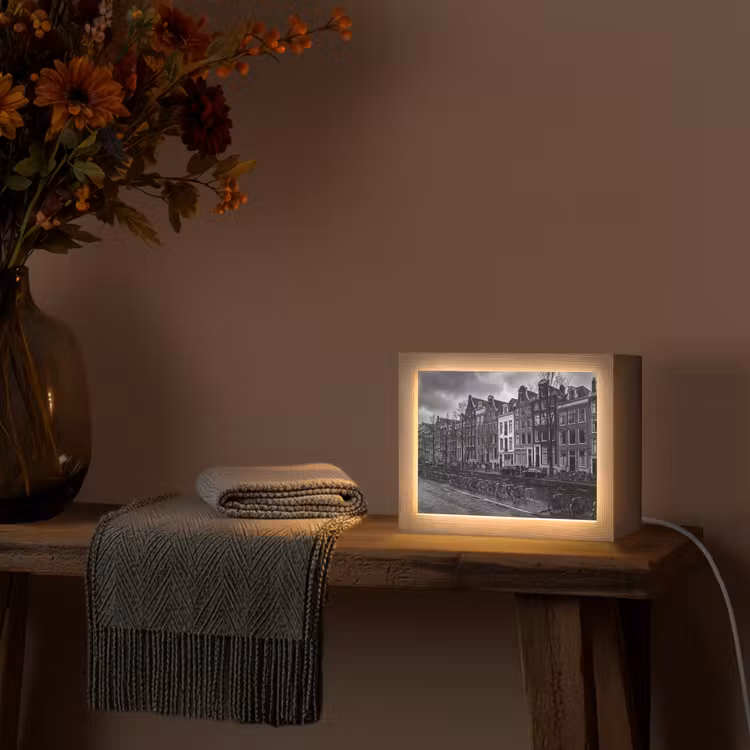 Lightbox - Wandlamp - Huis - Gracht - Amsterdam - Architectuur - Zwart-wit — 5