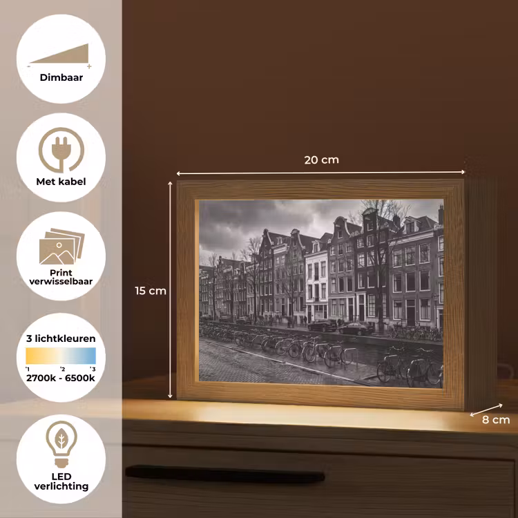 Lightbox - Wandlamp - Huis - Gracht - Amsterdam - Architectuur - Zwart-wit — 9