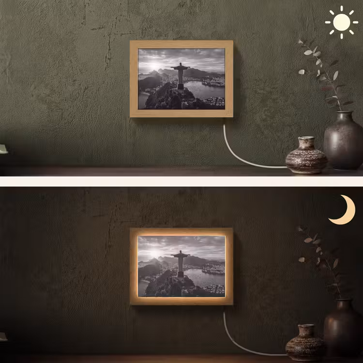 Lightbox - Wandlamp - Monument - Stadsgezicht - Landschap - Zwart-wit — 3