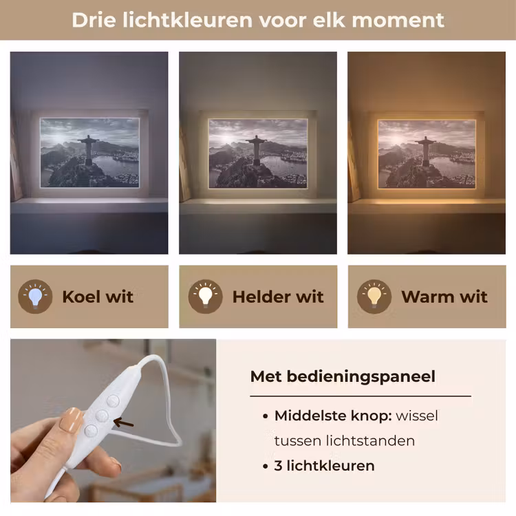 Lightbox - Wandlamp - Monument - Stadsgezicht - Landschap - Zwart-wit — 7