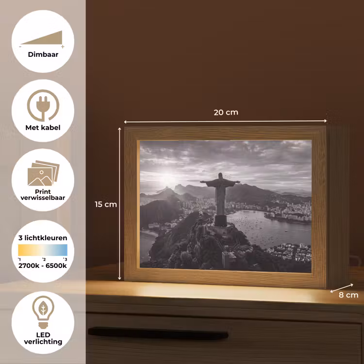 Lightbox - Wandlamp - Monument - Stadsgezicht - Landschap - Zwart-wit — 9