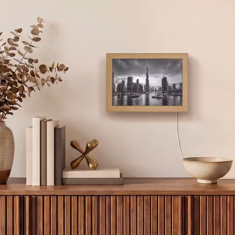 Lightbox - Wandlamp - Stad - Skyline - Architectuur - Avond - Zwart-wit — 4