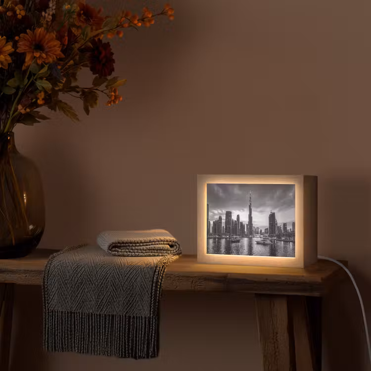 Lightbox - Wandlamp - Stad - Skyline - Architectuur - Avond - Zwart-wit — 5