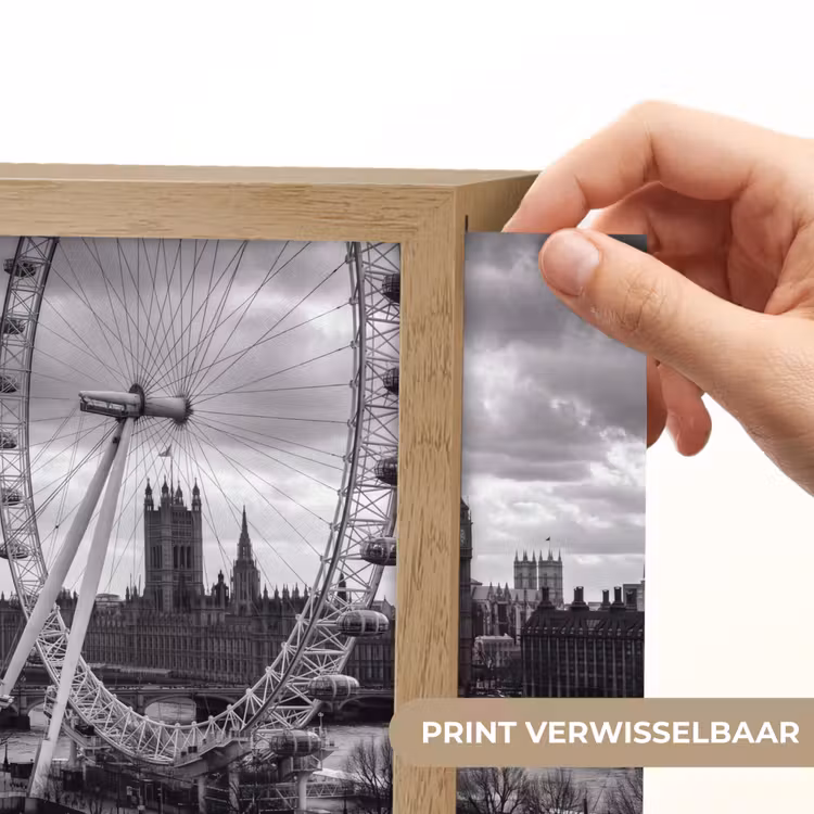 Lightbox - Wandlamp - Reuzenrad - Klokkentoren - Architectuur - Zwart-wit - Stad — 6