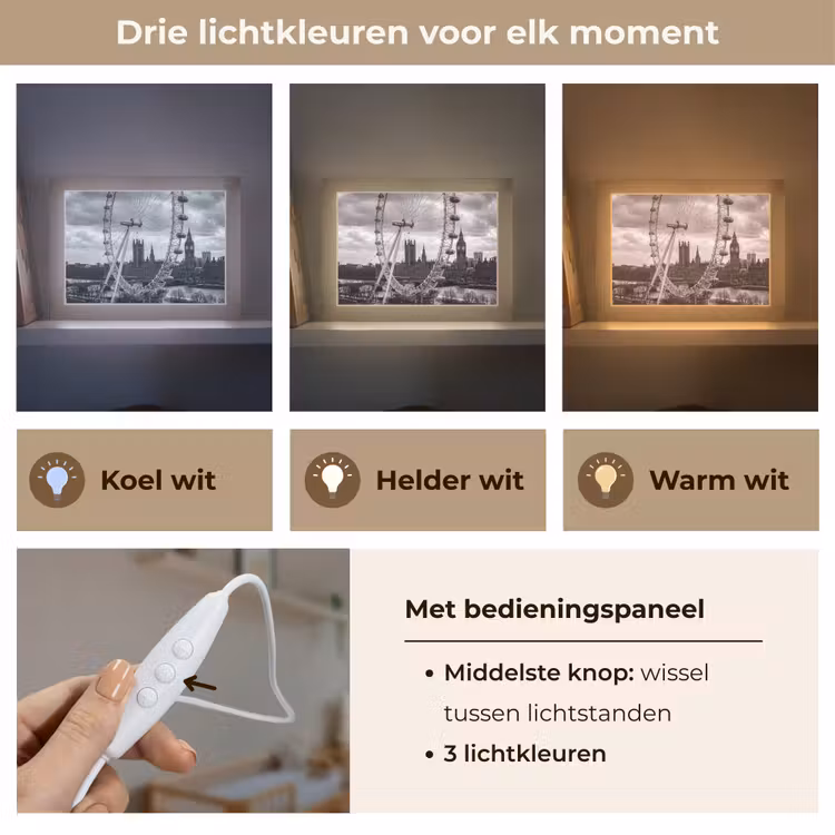 Lightbox - Wandlamp - Reuzenrad - Klokkentoren - Architectuur - Zwart-wit - Stad — 7