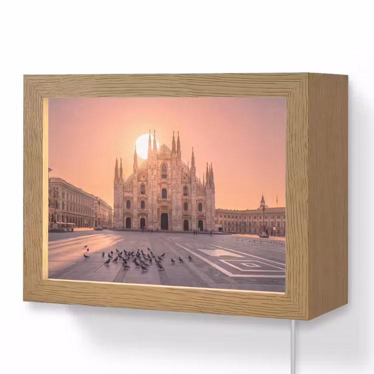 Lightbox - Wandlamp - Architectuur - Milaan - Plein - Zonsopgang - Oranje — 1