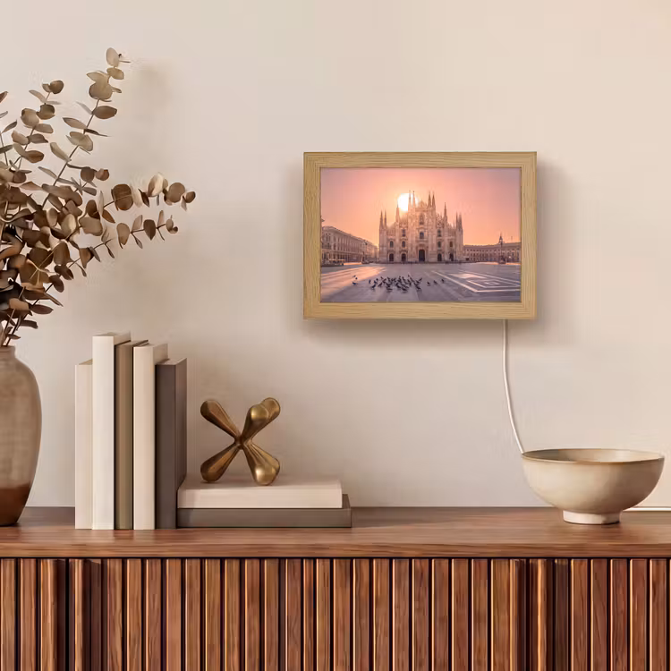 Lightbox - Wandlamp - Architectuur - Milaan - Plein - Zonsopgang - Oranje — 4
