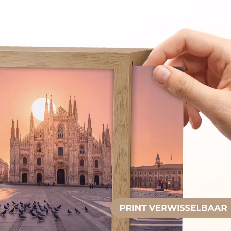Lightbox - Wandlamp - Architectuur - Milaan - Plein - Zonsopgang - Oranje — 6