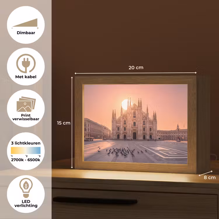 Lightbox - Wandlamp - Architectuur - Milaan - Plein - Zonsopgang - Oranje — 9