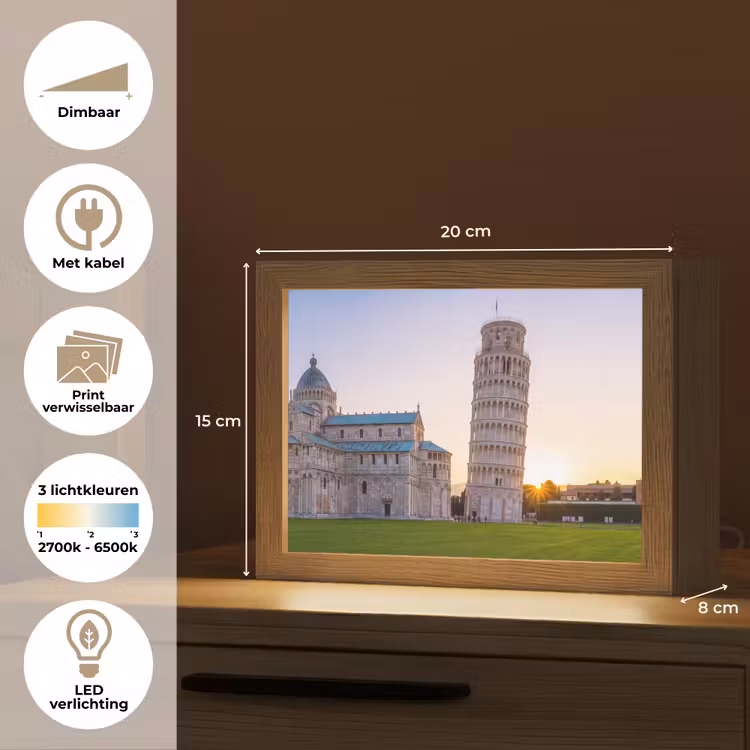 Lightbox - Wandlamp - Architectuur - Toren - Pisa - Italië - Zonsondergang — 9