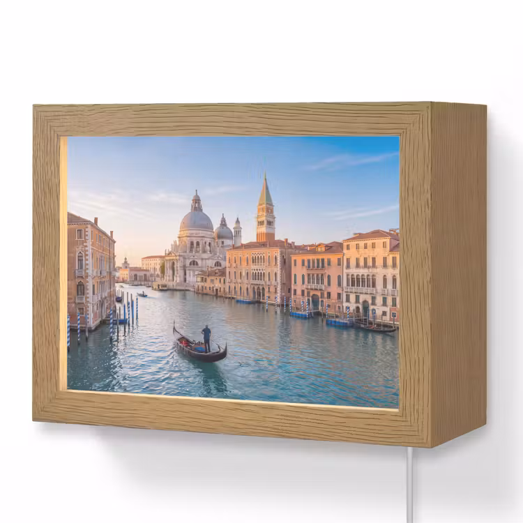 Lightbox - Wandlamp - Gondel - Venetië - Kanaal - Stadsgezicht - Avondlicht — 1