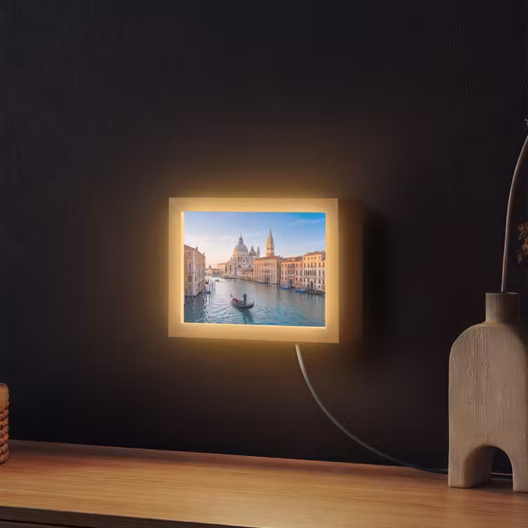 Lightbox - Wandlamp - Gondel - Venetië - Kanaal - Stadsgezicht - Avondlicht — 2