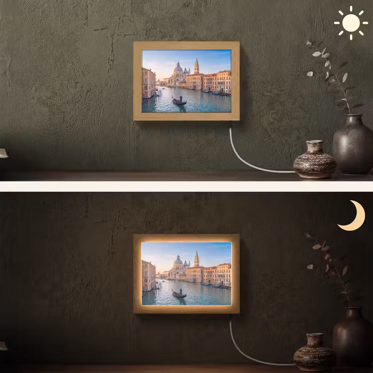 Lightbox - Wandlamp - Gondel - Venetië - Kanaal - Stadsgezicht - Avondlicht — 3