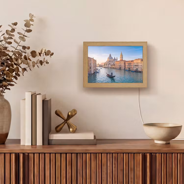 Lightbox - Wandlamp - Gondel - Venetië - Kanaal - Stadsgezicht - Avondlicht — 4