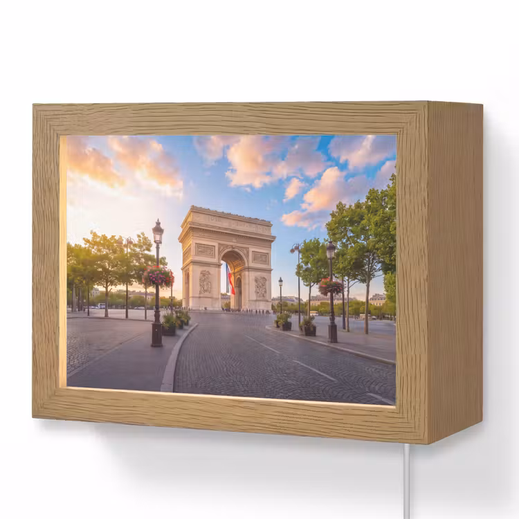 Lightbox - Wandlamp - Monument - Parijs - Zonsondergang - Architectuur - Goud — 1