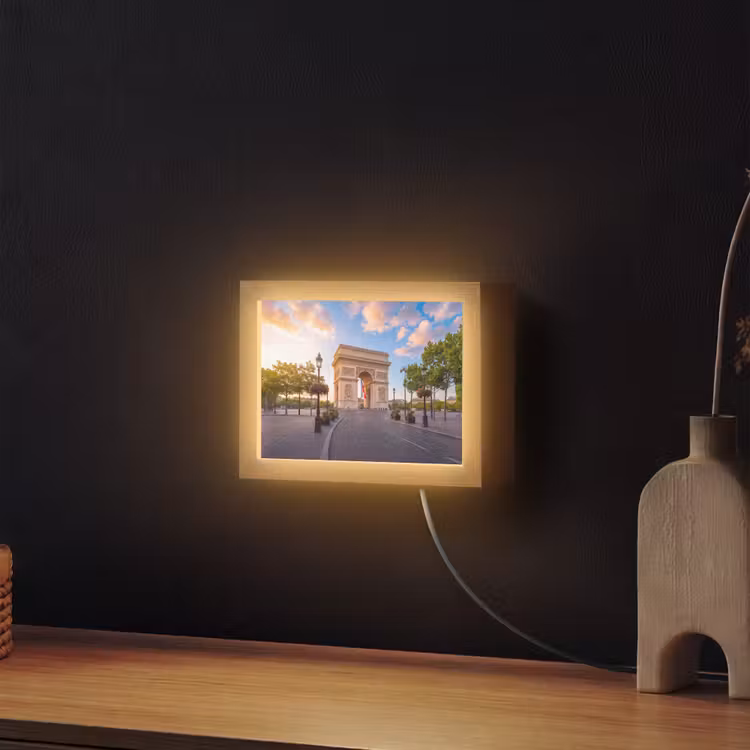 Lightbox - Wandlamp - Monument - Parijs - Zonsondergang - Architectuur - Goud — 2