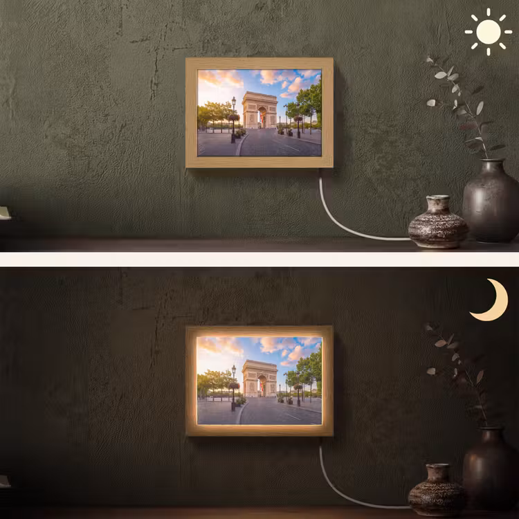 Lightbox - Wandlamp - Monument - Parijs - Zonsondergang - Architectuur - Goud — 3